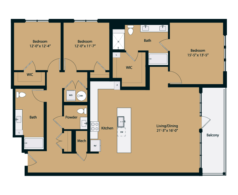Floor plan layout diagram for 3A-1